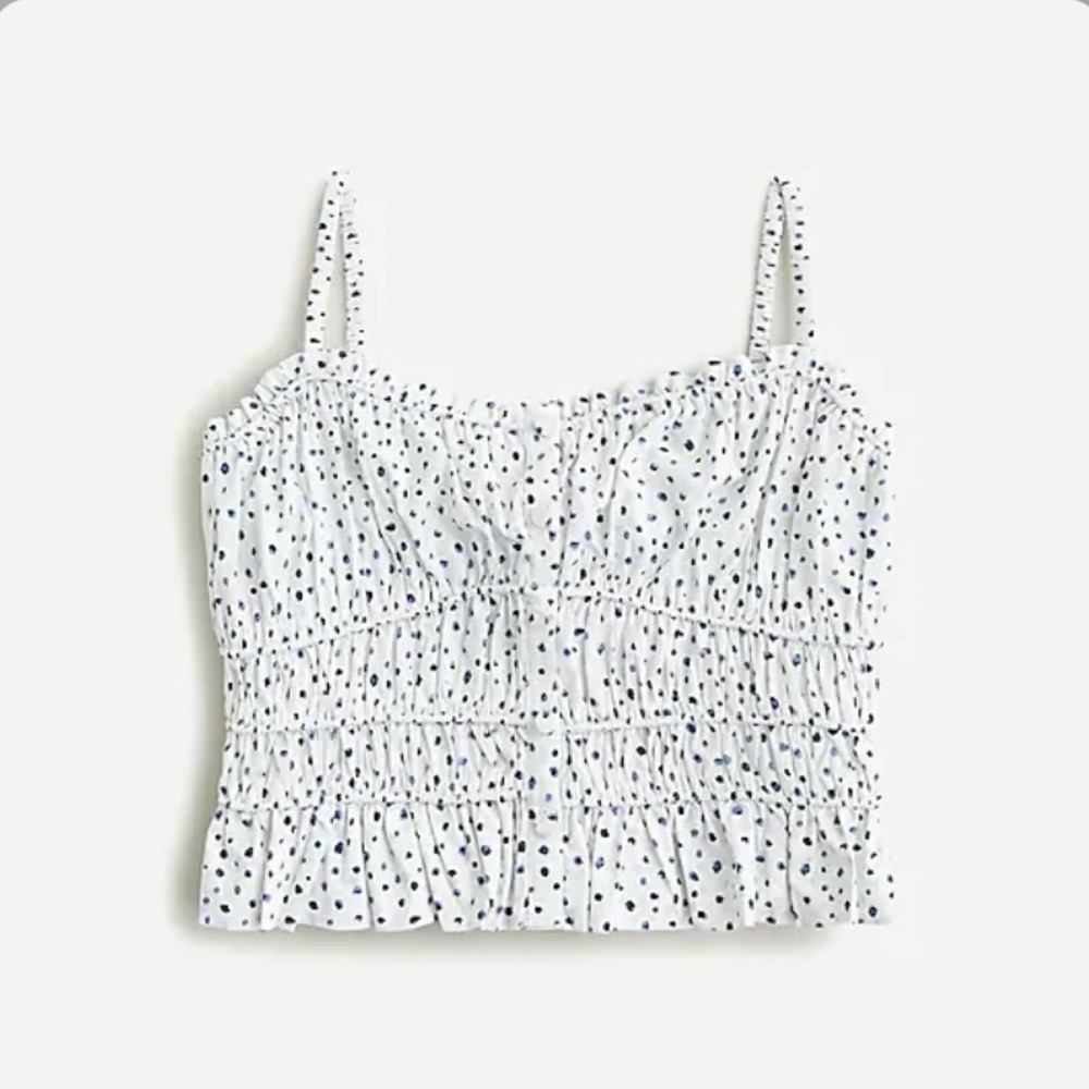 J. Crew NWT Cinched-Waist Cotton Poplin Tank Top‎ in Dot